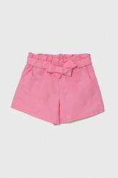 United Colors of Benetton pantaloni scurți din bumbac pentru copii culoarea roz, neted PPYH-SZG03G_30X