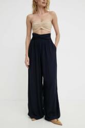 Answear Lab pantaloni femei, culoarea albastru marin, lat, high waist BBYH-SPD052_59X