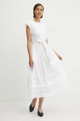 Benetton rochie culoarea alb, midi, evazati PPYH-SUD1BL_00X