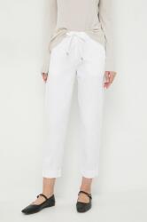 Max Mara Leisure pantaloni femei, culoarea alb, drept, high waist 2416130000000 PPYH-SPD0PI_00X