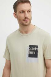 Calvin Klein tricou din bumbac bărbați, culoarea bej, cu imprimeu K10K112402 PPYH-TSM04S_08X
