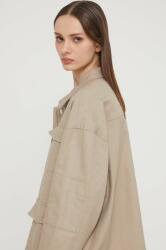 Sixth June jachetă de cămașă din bumbac culoarea bej, de tranzitie, oversize PPYH-KUD0GR_80X