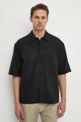 Calvin Klein cămașă de in culoarea negru, relaxed J30J325173 PPYH-KDM0HG_99X