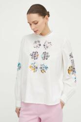 Max Mara bluză femei, culoarea alb, cu imprimeu 2415110000000 PPYH-KDD08E_00X
