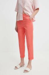 Sisley pantaloni femei, culoarea portocaliu, fason tigareta, high waist PPYH-SPD0R4_32X