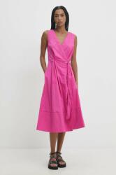 ANSWEAR rochie din bumbac culoarea roz, midi, evazati BBYH-SUD0F8_43X