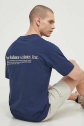 New Balance tricou din bumbac barbati, culoarea albastru marin, cu imprimeu, MT41588NNY PPYH-TSM28D_59X