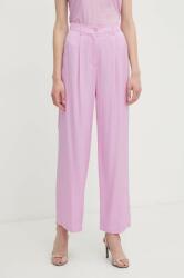 Sisley pantaloni femei, culoarea roz, drept, high waist PPYH-SPD0RE_30X