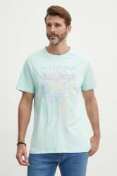 Guess tricou din bumbac barbati, culoarea turcoaz, cu imprimeu, M4GI15 I3Z14 PPYH-TSM0WU_56X (M4GI15.I3Z14)