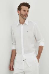 Tommy Hilfiger cămașă din amestec de in culoarea alb, cu guler button-down, regular, MW0MW34632 PPYH-KDM0FY_00X