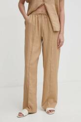 United Colors of Benetton pantaloni din in culoarea bej, drept, high waist PPYH-SPD0O9_80X