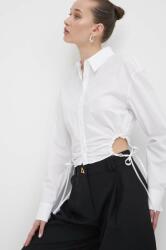 HUGO BOSS cămașă din bumbac femei, culoarea alb, cu guler clasic, slim, 50512837 PPYH-KDD0AA_00X