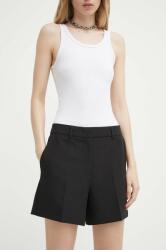 Bruuns Bazaar pantaloni scurti RubySusBBWinta shorts femei, culoarea negru, neted, high waist, BBW3936 PPYH-SZD0S7_99X