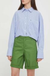 United Colors of Benetton pantaloni scurti femei, culoarea verde, neted, high waist PPYH-SZD0B9_77X