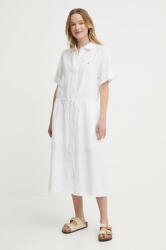 Tommy Hilfiger rochie din in culoarea alb, midi, evazați, WW0WW41911 PPYH-SUD0PC_00X