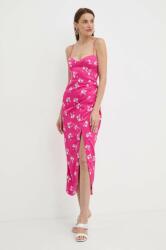 Bardot rochie AMIKA culoarea roz, midi, mulata, 59216DB PPYH-SUD2CW_30X