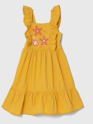 Zippy rochie cu amestec de in pentru copii culoarea galben, mini, evazati PPYH-SUG0KI_11X