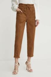 Silvian Heach pantaloni femei, culoarea maro, drept, high waist MPYH-SPD00G_88X