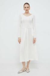 Max Mara rochie culoarea alb, midi, evazată 2416620000000 PPYH-SUD0NH_00X (2416621017600)