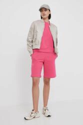 United Colors of Benetton pantaloni scurti femei, culoarea roz, neted, high waist PPYH-SZD0B3_30X