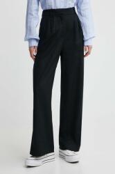 Abercrombie & Fitch pantaloni din in culoarea negru, drept, high waist PPYH-SPD0SK_99X