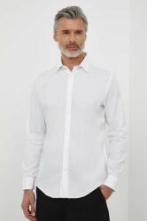 Liu Jo camasa din bumbac barbati, culoarea alb, cu guler clasic, slim PPYH-KDM0E3_00X