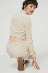 Juicy Couture bluză din velur culoarea bej, cu imprimeu PPYH-KUD0R5_80X