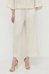 Max Mara Leisure pantaloni din in culoarea bej, lat, high waist 2416130000000 PPYH-SPD0PH_01X (2416131048600)