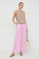 Marella pantaloni din in culoarea roz, lat, high waist 2413130000000 PPYH-SPD0FO_30X