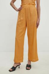 Answear Lab pantaloni din in culoarea portocaliu, drept, high waist BBYH-SPD051_22X