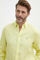 Tommy Hilfiger cămașă de in culoarea galben, cu guler button-down, regular, MW0MW34602 PPYH-KDM0FN_10X