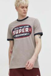 Superdry tricou din bumbac barbati, culoarea bej, cu imprimeu PPYH-TSM1I8_80X