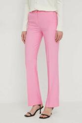 United Colors of Benetton pantaloni femei, culoarea roz, drept, high waist PPYH-SPD0O7_30X