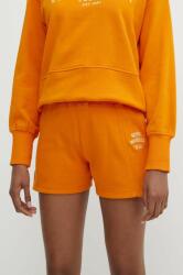 Casall pantaloni scurti din bumbac culoarea portocaliu, cu imprimeu, high waist PPYH-SZD0R0_23X