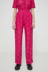 Desigual pantaloni DHARMA femei, culoarea roz, drept, high waist, 24SWPW22 PPYH-SPD17M_43X