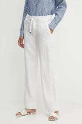 Lauren Ralph Lauren pantaloni din in culoarea alb, drept, medium waist, 200735138 PPYH-SPD0EP_00X