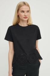 Sisley tricou din bumbac femei, culoarea negru PPYH-BDD0A9_99X