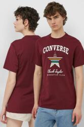 Converse tricou din bumbac culoarea bordo, cu imprimeu PPYH-BUU002_83X