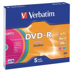 Verbatim DVD-R Colour 4, 7 Giga Bites 5 buc. (43557) (43557)