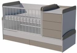  Reni Duo 4in1 ringatható kombi kiságy 120×70 cm ágyneműtartóval - Fehér/szürke