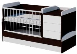  Reni Duo 4in1 ringatható kombi kiságy 120×70 cm ágyneműtartóval - Wenge/fehér