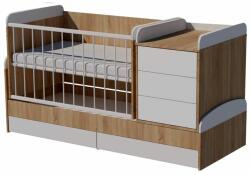  Reni Duo 4in1 ringatható kombi kiságy 120×70 cm ágyneműtartóval - Világos sonoma/fehér