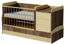  Reni Duo 4in1 ringatható kombi kiságy 120×70 cm ágyneműtartóval - Sötét sonoma/bézs