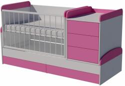  Reni Duo 4in1 ringatható kombi kiságy 120×70 cm ágyneműtartóval - Fehér/rózsaszín