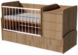  Reni Uno 4in1 ringatható kombi kiságy 120×70 cm ágyneműtartóval - Világos sonoma