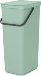 Brabantia Sort & Go konyhai szemetes felnyitható fedéllel, fogantyúval szelektív és komposzt gyűjtéséhez, 40L - L méret, jáde zöld - 212826 (212826)