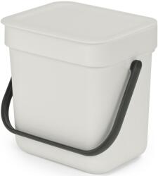 Brabantia Sort & Go konyhai szemetes felnyitható fedéllel, fogantyúval szelektív és komposzt gyűjtéséhez, 3L - A méret, világosszürke - 213229 (213229)