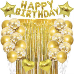  38 darabos lufi szett - Happy Birthday - Arany