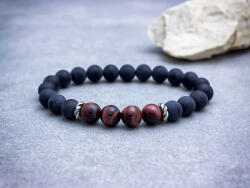 R. M. ékszer Matt ónix és macskaszem ásvány karkötő (4109-RM-20)