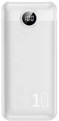 VEGER L10S Powerbank - fehér power bank 10000 mAh, gyorstöltő, LED kijelzővel